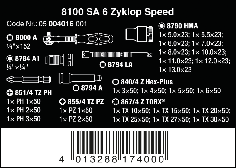 Set kriket 1/4 Zyklop WERA thumbnail 3